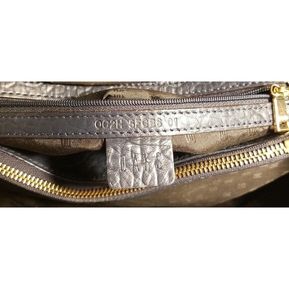Authentic Daks London Satchel Handbag Purse Logo Blue Leather Studs Footed - Picture 12 of 16